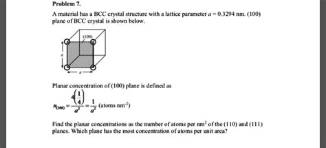 SOLVED: A material has a BCC crystal structure with a lattice parameter ...