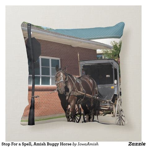 Stop For a Spell, Amish Buggy Horse Throw Pillow | Horse throw pillows, Throw pillows, Horses