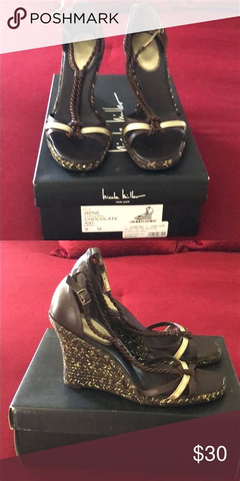 Nicole Miller Chocolate/Gold Wedge Sandle | Womens shoes wedges, Wedge shoes, Nicole miller