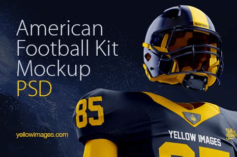 American Football Kit Mockup PSD on Yellow Images Creative Store