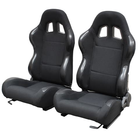 BLACK RECLINING BUCKET CAR SEATS FOR FIAT CINQUECENTO/SEICENTO