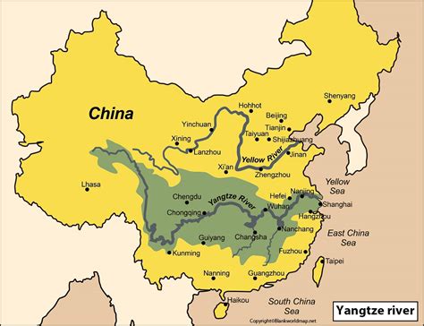 Yangtze River Map | Where is Yangtze River located on Map