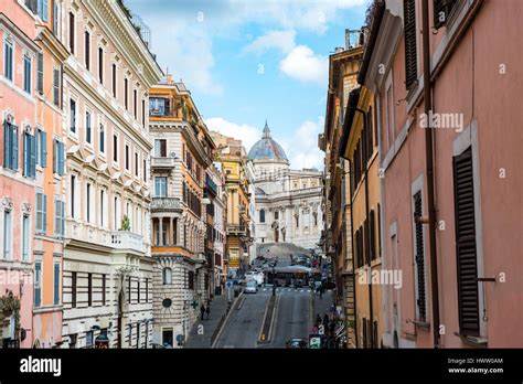 Rome, Italy - February 3, 2017: Street view of Via di S. Maria Maggiore ...