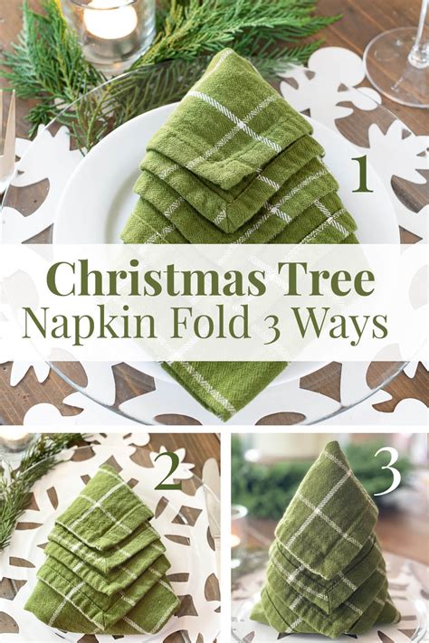 Christmas tree napkin fold 3 ways – Artofit