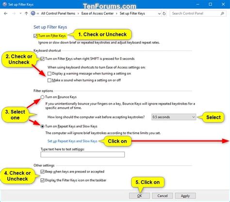 Turn On or Off Filter Keys in Windows 10 | Tutorials