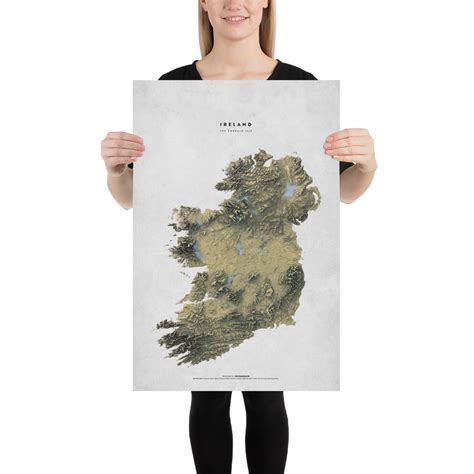 Ireland Topographic Map, Map of Ireland, Ireland Decor, Ireland Wall ...