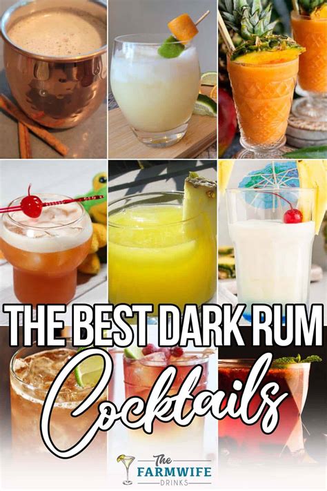 photo collage of easy and fun drink recipe ideas using dark rum with ...