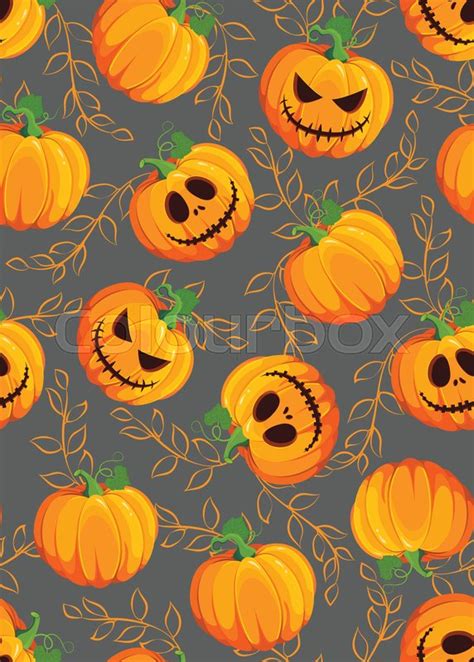 Halloween pumpkin seamless pattern on ... | Stock vector | Colourbox