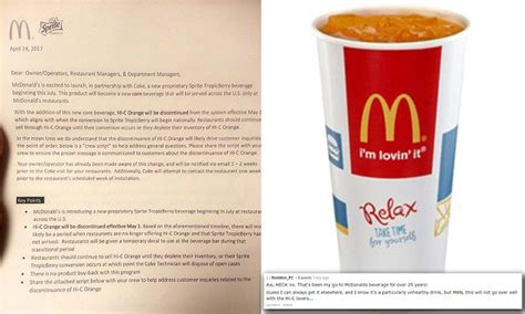 McDonald's to get RID of beloved Hi-C orange drink | Daily Mail Online