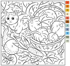 Autumn Color By Number Coloring Page