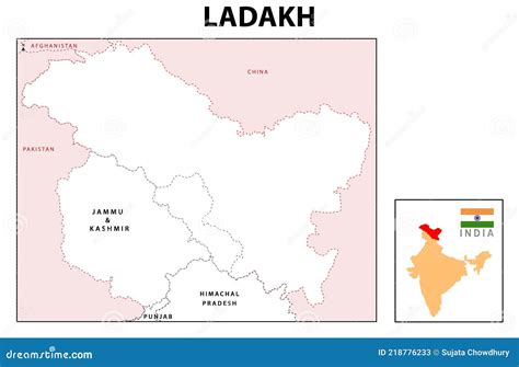 Ladakh Map District Map of Ladakh. Ladakh Map with District and Capital. Colour Full District ...