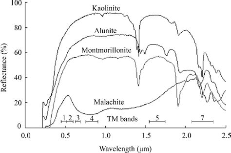 Reflectance spectra of some common clay minerals (after US Geological... | Download Scientific ...