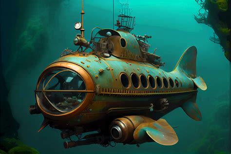 Steampunk Submarine | Steampunk ship, Submarine drawing, Steampunk