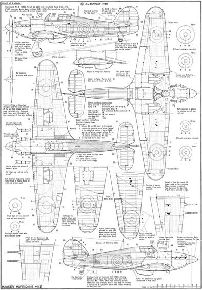 A. L. BENTLEY DRAWINGS | Hawker Hurricane Mk.I