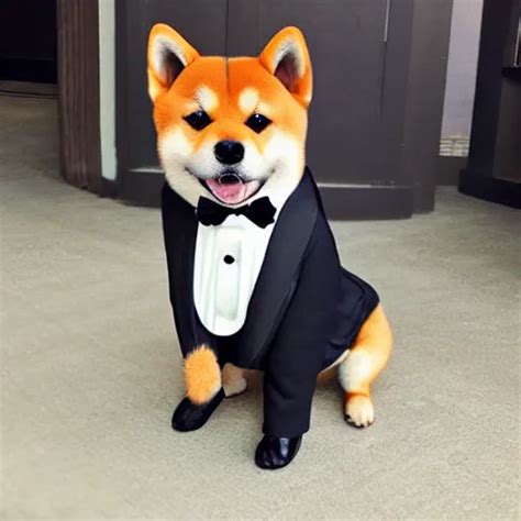 cute shiba inu wearing a tuxedo suit | Stable Diffusion