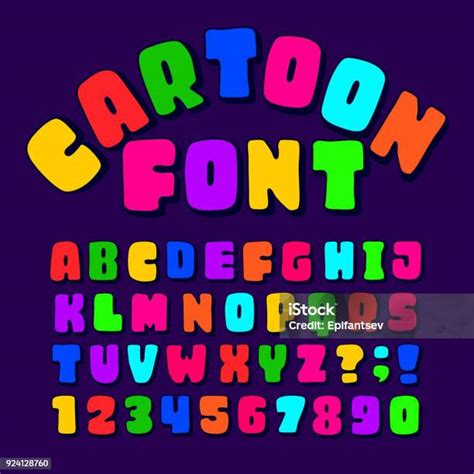 Kartun Fon Alfabet Anakanak Lucu Huruf Angka Dan Simbol Ilustrasi Stok ...