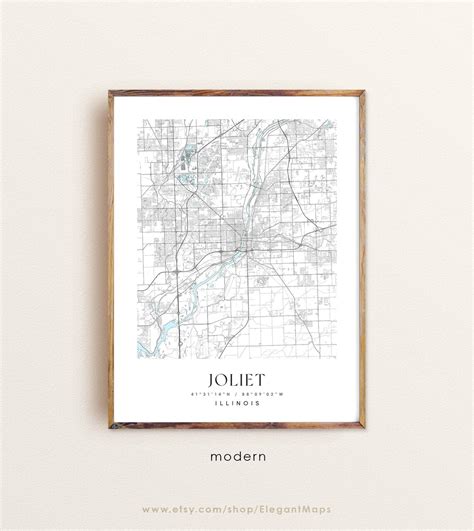 Joliet Illinois Map Joliet IL Map Joliet City Print Joliet - Etsy