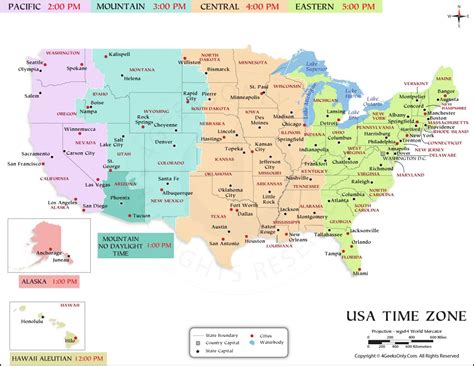 Usa Map With Time Zones And Cities - Corny Doralia