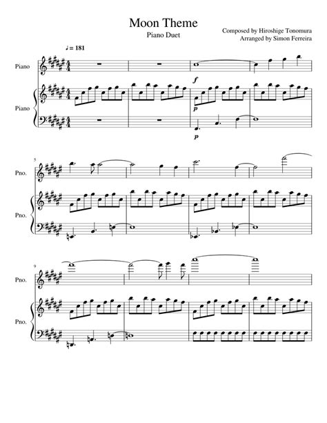 DuckTales Moon Theme (Piano Duet) sheet music for Piano download free in PDF or MIDI