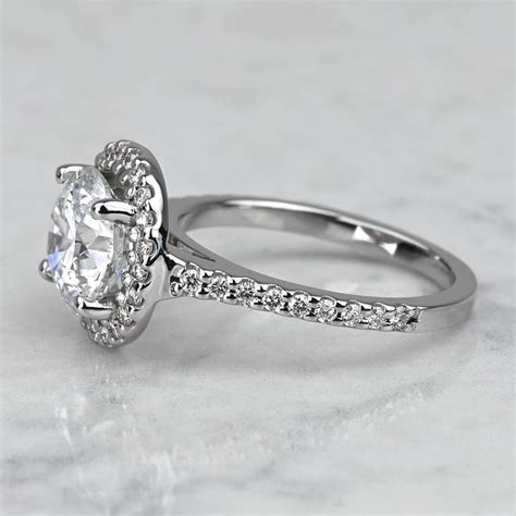 2 Carat Lab Grown Round Diamond Halo Engagement Ring