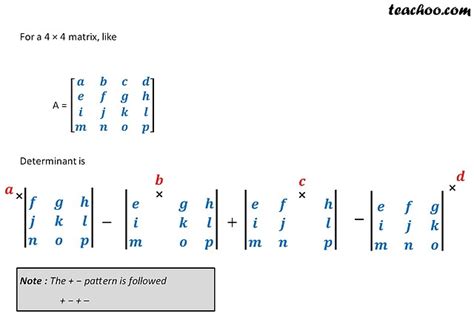 Finding Determinant of a 2x2, 3x3,4x4 Matrix - with Examples - Teachoo