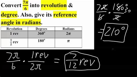 PreCal: Convert radians to revolutions and degree (Step by Step) - YouTube