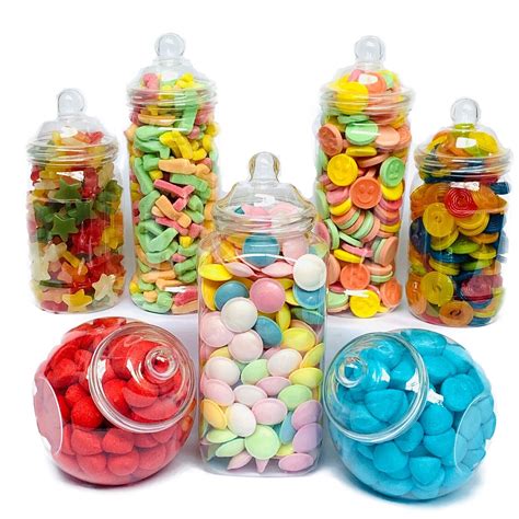 7 Large Plastic Sweet Jars for Truly Sweet Candy Buffet, Sweet Table ...