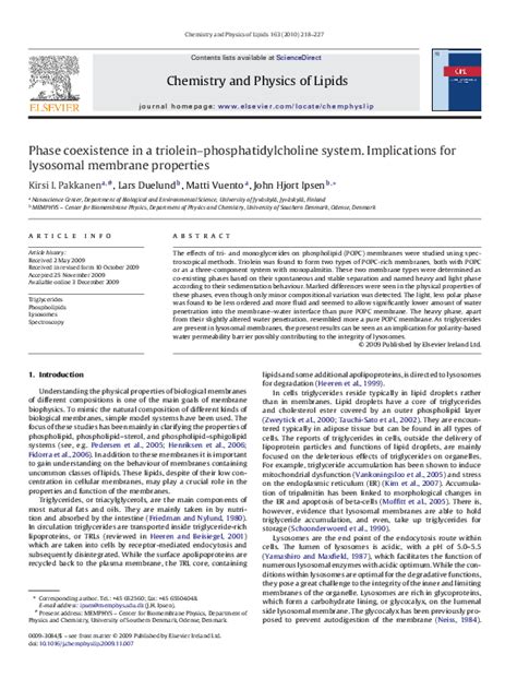 (PDF) Phase coexistence in a triolein–phosphatidylcholine system. Implications for lysosomal ...