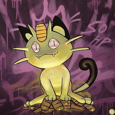 Oddtokens - 052.Meowth 6x6 / 24x24 Fan Art canvas