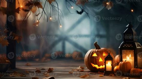 Mystical Pumpkin scene for Halloween with glow amidst smoke and light background. 26843565 Stock ...