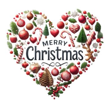 Merry Christmas Heart Shape Typography Banner Vector Transparent Text Effect, Merry Christmas ...