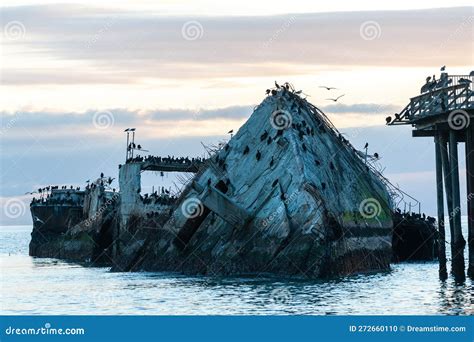 Shipwreck Near the Californian Coast Stock Photo - Image of harbor, decrepit: 272660110