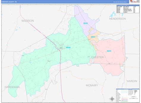 Chester County, TN Wall Map Color Cast Style by MarketMAPS