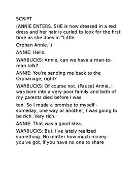 ANNIE SCRIPT by schoolteacher H | TPT