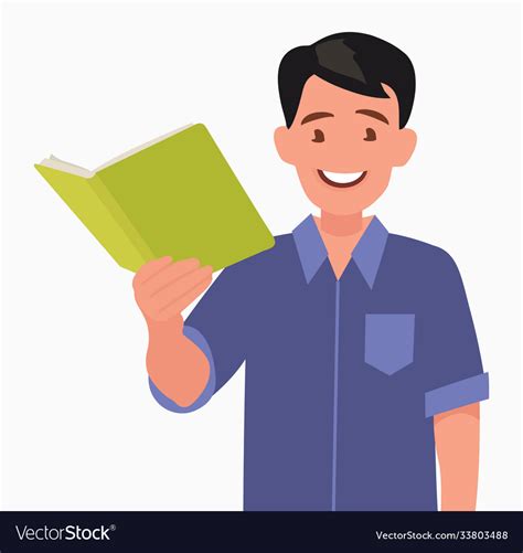 Man is holding a book in his hand Royalty Free Vector Image