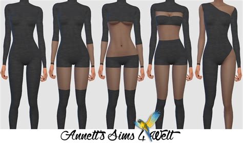 Annett's Sims 4 Welt: Accessory Catsuits "Black & Transparent"