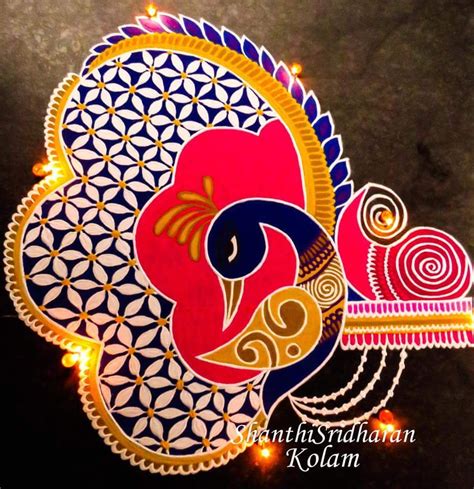 Peacock Design Rangoli Kolangal - DivineInfoGuru.com