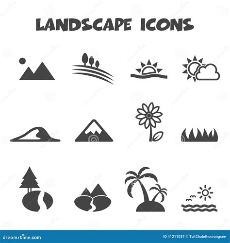 Landscape icons stock vector. Image of garden, land, isolated - 41211037