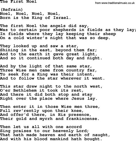 Catholic Hymns, Song: The First Noel - lyrics and PDF