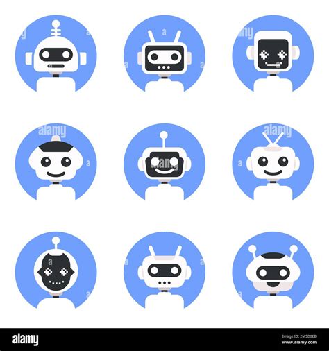 Chatbot symbol, logo template. Robot icon set. Bot sign design. Modern ...