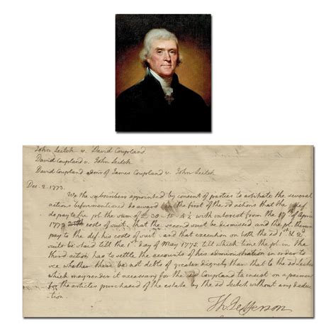 Lot - Thomas Jefferson Unique 1773 Autograph Document Signed, the Only ...