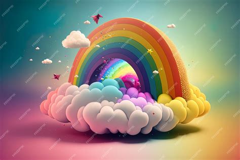 Premium Photo | Magical rainbow and cloud effects in a cartoon setting