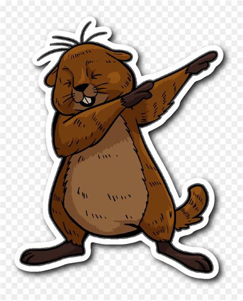 Groundhog Day Funny Dabbing Dance Groundhog Sticker - Cartoon - Free Transparent PNG Clipart ...