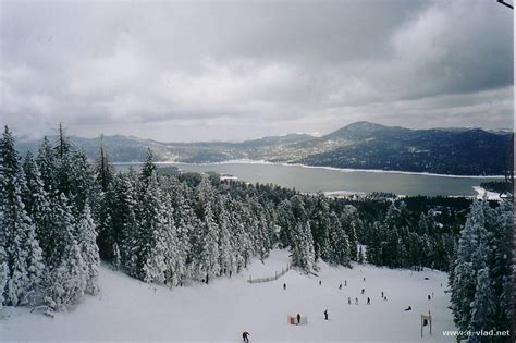 Big Bear, California - The Snow Summit ski slopes with fresh snow