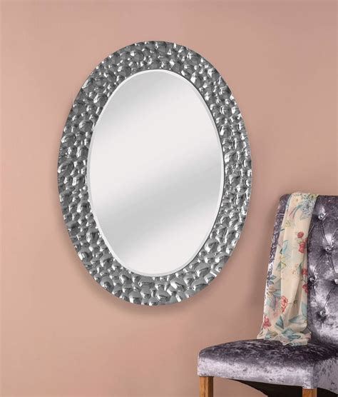 stunning silver ripple large framed decorative oval mirror by outletmirrors.com