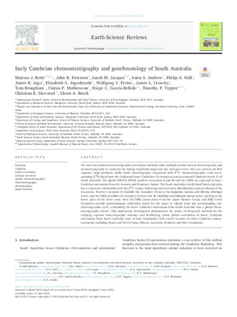 (PDF) Betts, M.J., Paterson, J.R., et al., 2018. Early Cambrian chronostratigraphy and ...