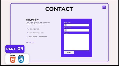 Portfolio Website Project for Practice | Part-09 | Contact Page | HTML & CSS Project - YouTube