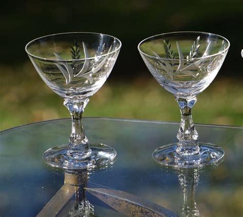 Vintage Etched Crystal Cocktail Glasses, Set of 4, Fostoria, circa 1950's, After Dinner Drinks ...