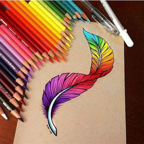 By @dannii.jo @artistic.empire | Feather drawing, Color pencil drawing, Color pencil art