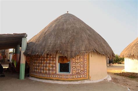 A Bhunga house has low windows for cross ventilation. Kutch , Gujrat ...